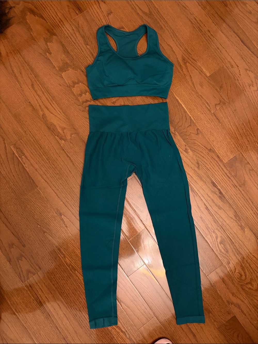 Women's High-Waist Teal Leggings & Sports Bra Set
